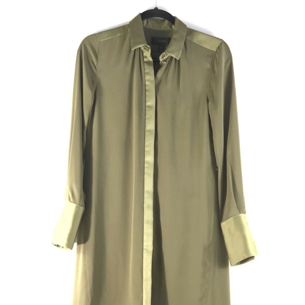 J Crew Long Sleeve Shirtdress In Green Olive